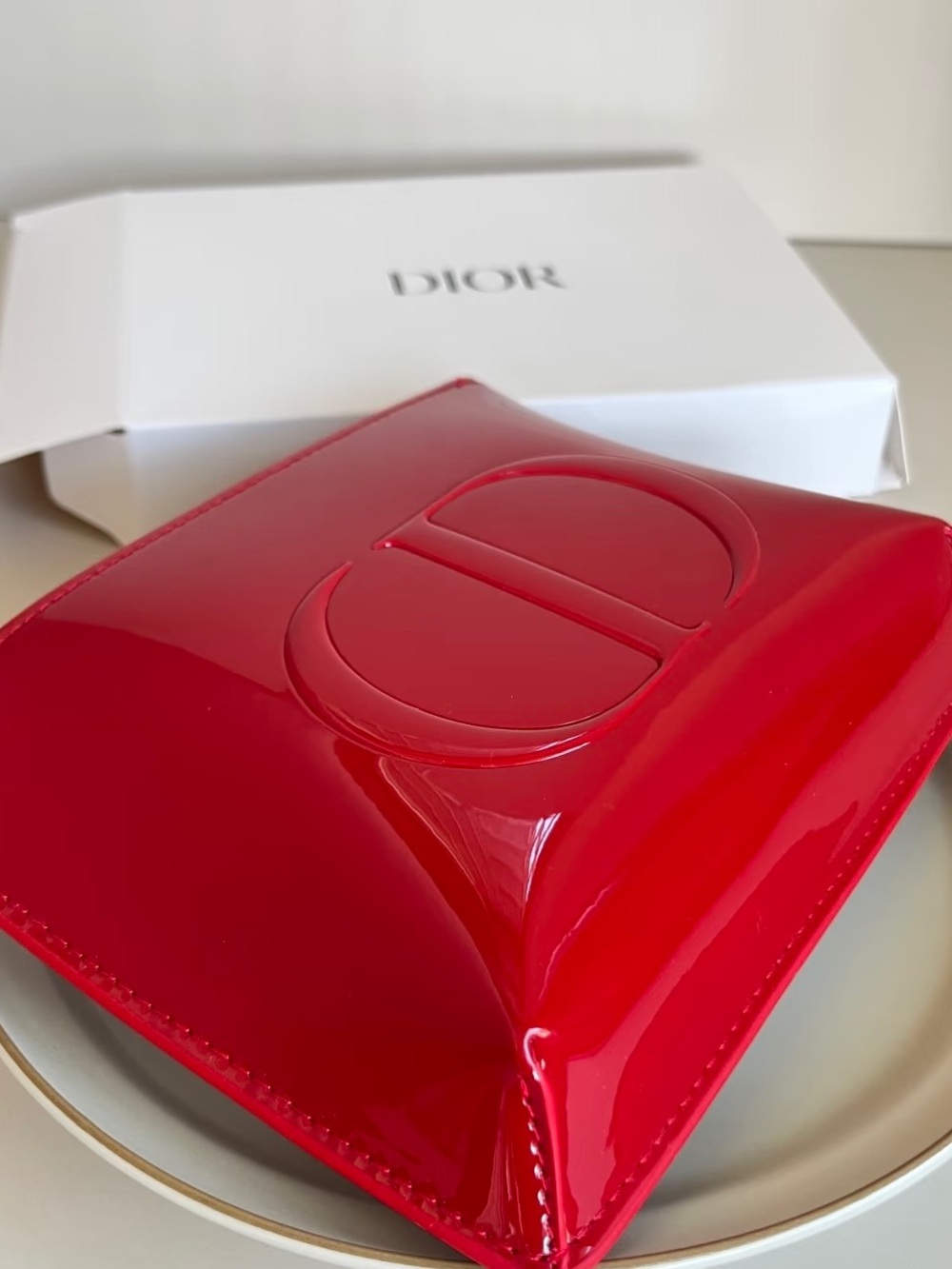 DIOR Red Patent CD Zip Pouch - Picture 2 of 8